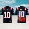 Drake Maye New England Patriots Red Custom Splatter Art Number 10 Football Jersey Drake Maye New England Patriots Red Custom Splatter Art Number 10 Football Jersey