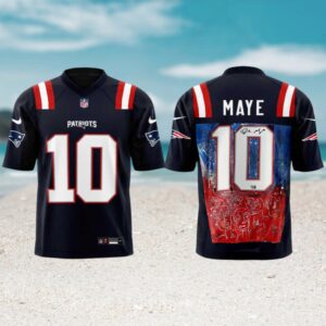 Drake Maye New England Patriots Navy Number 10 Abstract Paint Art Jersey Drake Maye New England Patriots Navy Number 10 Abstract Paint Art Jersey