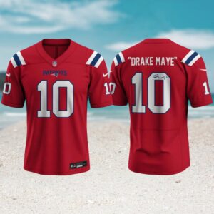 Drake Maye New England Patriots Signed Red Jersey Super Bowl LX Champion Fan Shirt