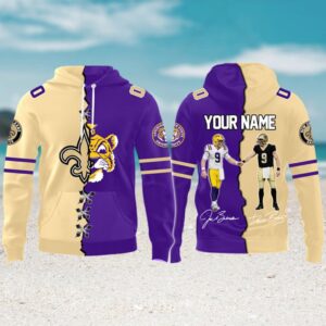 Drew Brees New Orleans Saints x Joe Burrow LSU Tigers Limited Hoodie Drew Brees New Orleans Saints x Joe Burrow LSU Tigers Limited Hoodie