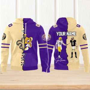 Drew Brees New Orleans Saints x Joe Burrow LSU Tigers Limited Hoodie