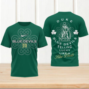 Duke Blue Devils St. Patrick's Day Lucky Like A Blue Devil Green tshirt