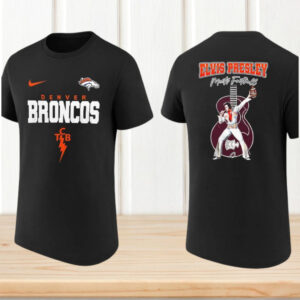 Elvis Presley Meets Football Denver Broncos TCB Lightning Bolt Fan Gift T Shirt