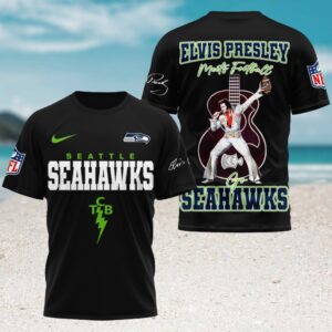 Elvis Presley Meets Football Seattle Seahawks TCB Rock Legend T Shirt Elvis Presley Meets Football Seattle Seahawks TCB Rock Legend T Shirt