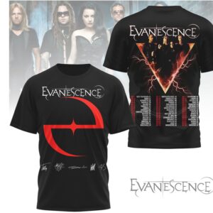 Evanescence World Tour 2026 Gothic Rock Band Member Photo Graphic Concert Fan T Shirt