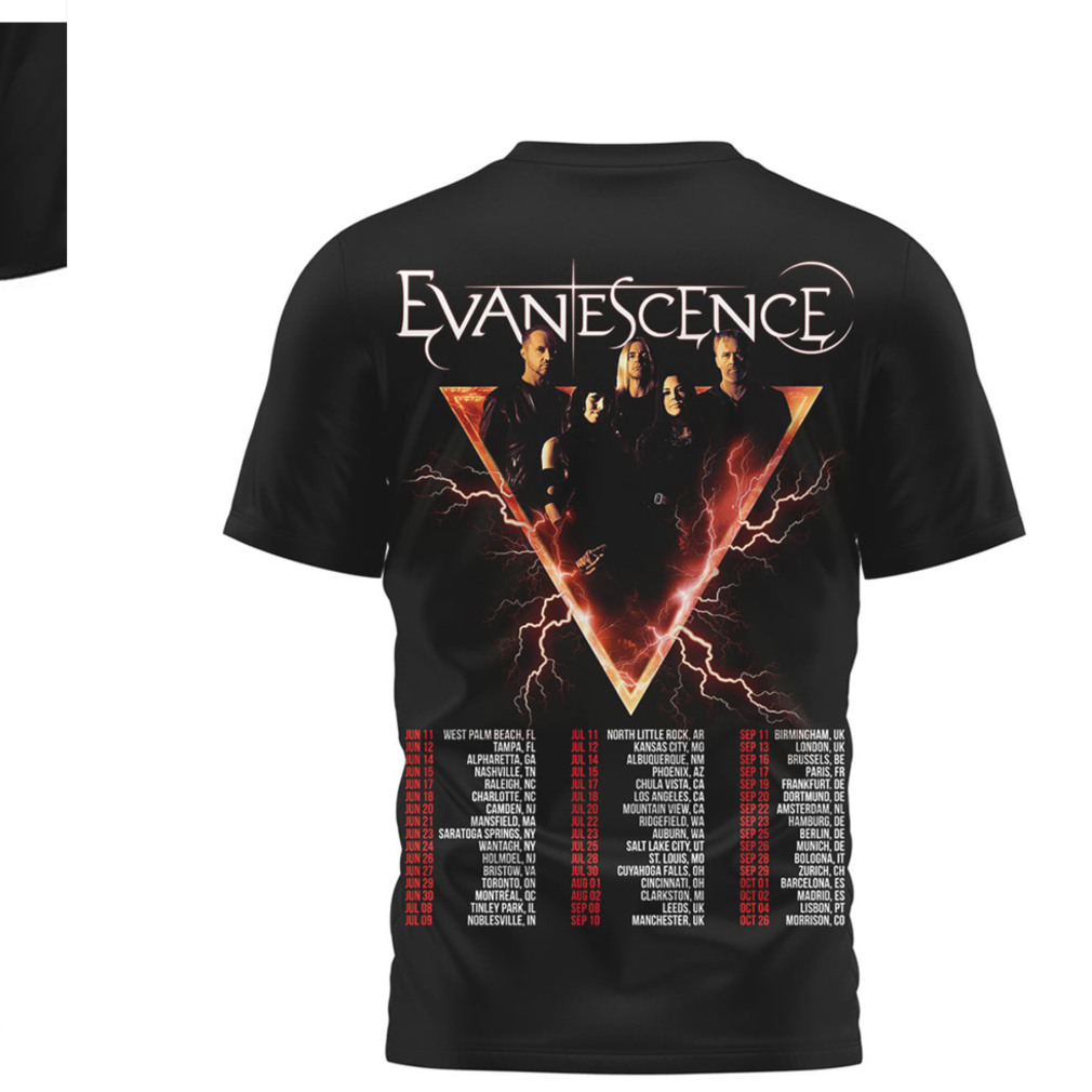 Evanescence World Tour 2026 Gothic Rock Band Member Photo Graphic Concert Fan T Shirt Evanescence World Tour 2026 Gothic Rock Band Member Photo Graphic Concert Fan T Shirt