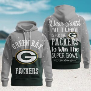 Festive Green Bay Packers Santa Letter Fan Hoodie