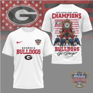 Georgia Bulldogs 2026 Sugar Bowl Champions Mascot Throne Football Fan T Shirt