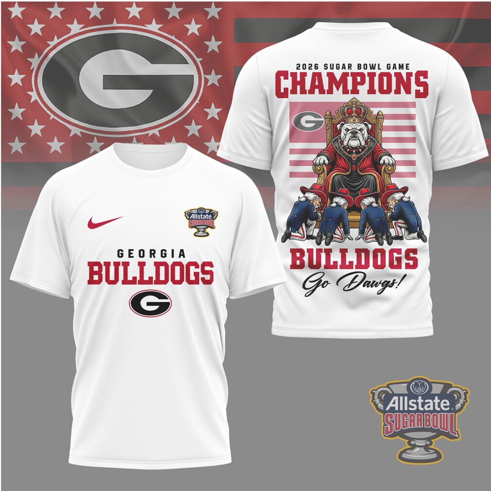 Georgia Bulldogs 2026 Sugar Bowl Champions Mascot Throne Football Fan T Shirt Georgia Bulldogs 2026 Sugar Bowl Champions Mascot Throne Football Fan T Shirt