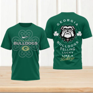 Georgia Bulldogs St. Patrick's Day Lucky Like A Bulldog Green Mascot Shirt