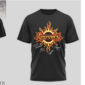 Godsmack World Tour 2026 Fire Sun Logo Heavy Rock Band Member Portrait Graphic T Shirt Godsmack World Tour 2026 Fire Sun Logo Heavy Rock Band Member Portrait Graphic T Shirt