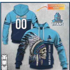 Gold Coast Titans Skull Native NFL Hoodie