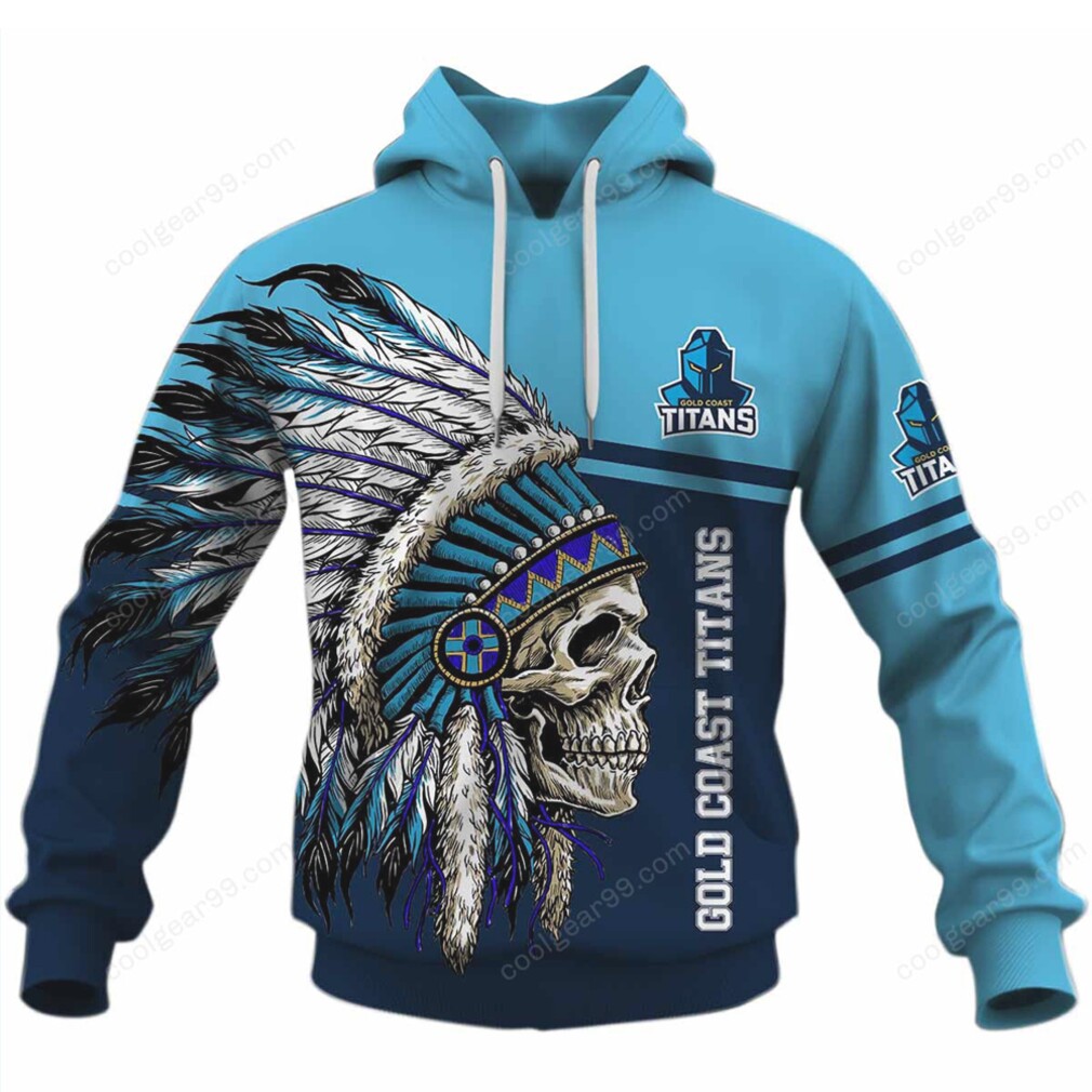 Gold Coast Titans Skull Native NFL Hoodie Gold Coast Titans Skull Native NFL Hoodie