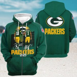 Green Bay Packers 2025 Commemorative Signature Gridiron NFL Hoodie