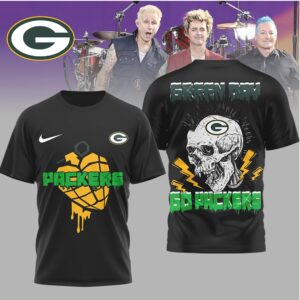 Green Bay Packers Green Day Mohawk Skull Punk T Shirt