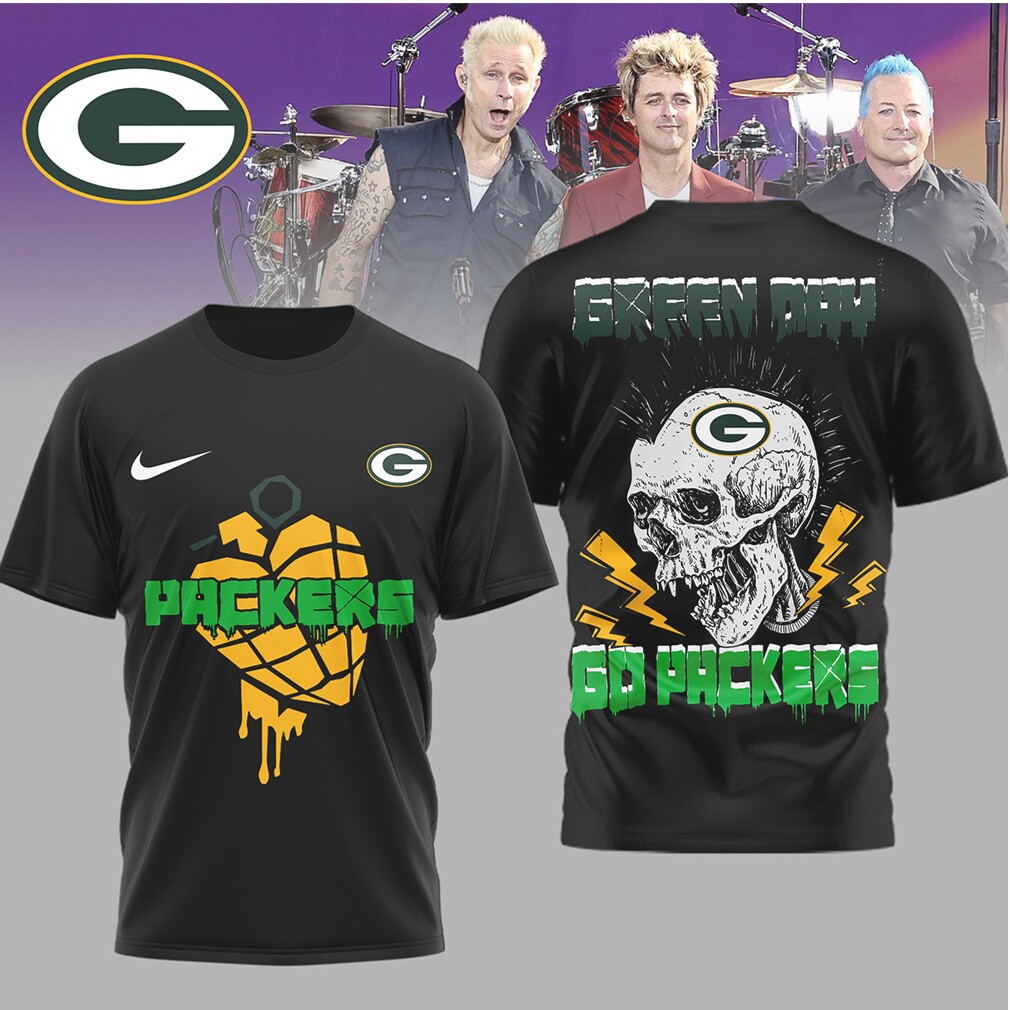 Green Bay Packers Green Day Mohawk Skull Punk T Shirt Green Bay Packers Green Day Mohawk Skull Punk T Shirt