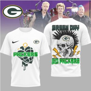 Green Bay Packers Green Day Mohawk Skull Punk T Shirt
