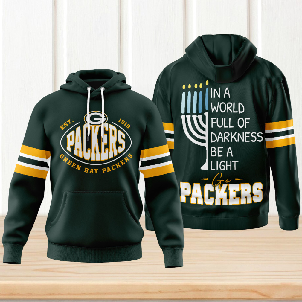 Green Bay Packers In a World Full of Darkness, Be a Light Hanukkah NFL Hoodie Green Bay Packers In a World Full of Darkness, Be a Light Hanukkah NFL Hoodie