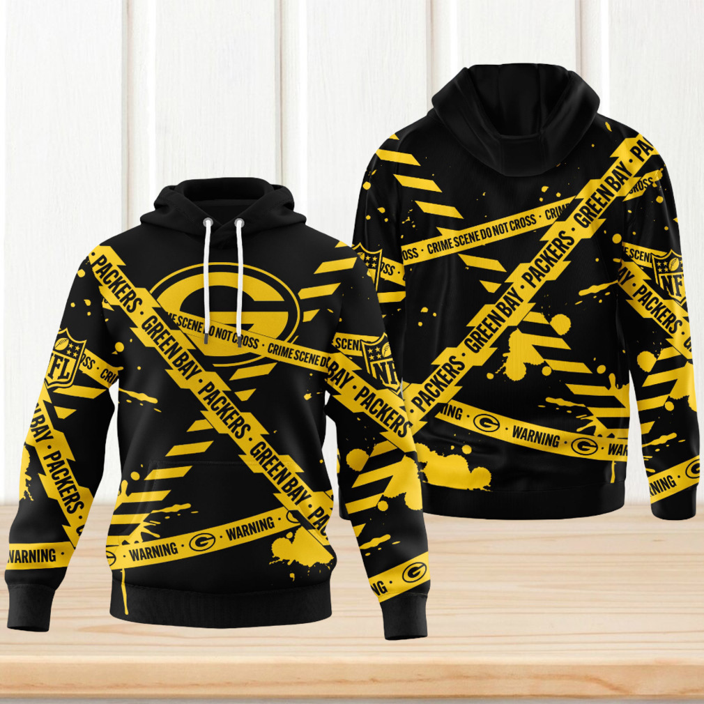 Green Bay Packers NFL Yellow Caution Tape 3D Hoodie Green Bay Packers NFL Yellow Caution Tape 3D Hoodie