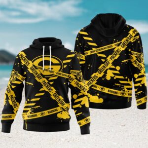 Green Bay Packers NFL Yellow Caution Tape 3D Hoodie