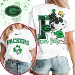 Green Bay Packers Snoopy St. Patrick's Day Lucky Shamrock Women's Football Fan Shirt