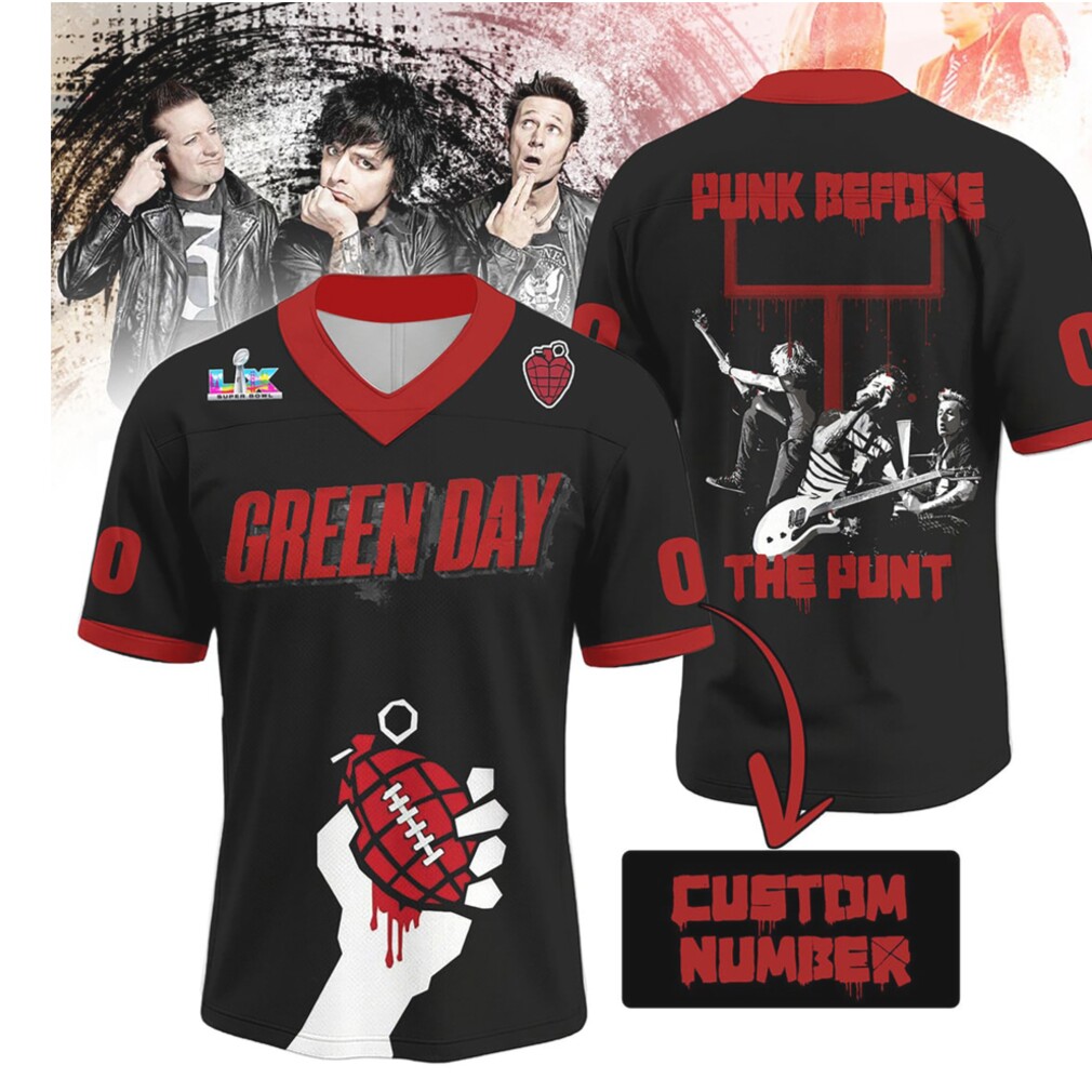 Green Day Punk Before The Punt Football Jersey Green Day Punk Before The Punt Football Jersey