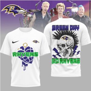 Green Day x Baltimore Ravens Skull Punk T Shirt