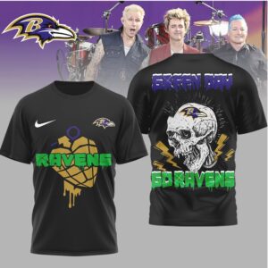 Green Day x Baltimore Ravens Skull Punk T Shirt
