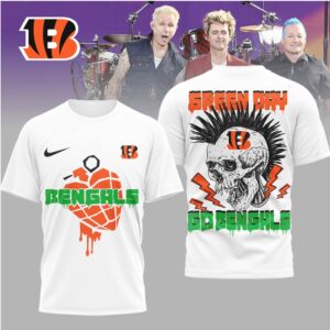 Green Day x Cincinnati Bengals Go Bengals Skull Punk T Shirt