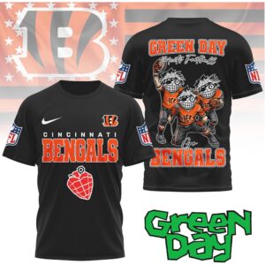 Green Day x Cincinnati Bengals Green Day Meets Football T Shirt