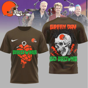 Green Day x Cleveland Browns Skull Punk T Shirt Green Day x Cleveland Browns Skull Punk T Shirt