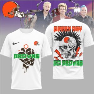 Green Day x Cleveland Browns Skull Punk T Shirt