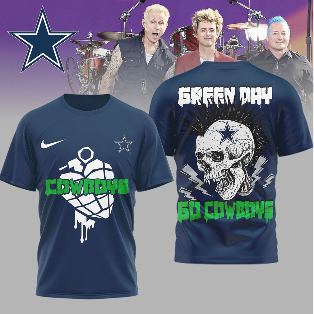 Green Day x Dallas Cowboys Go Cowboys Skull Punk T Shirt Green Day x Dallas Cowboys Go Cowboys Skull Punk T Shirt