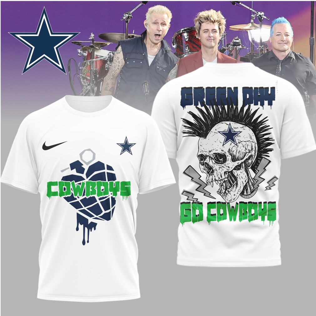 Green Day x Dallas Cowboys Go Cowboys Skull Punk T Shirt Green Day x Dallas Cowboys Go Cowboys Skull Punk T Shirt