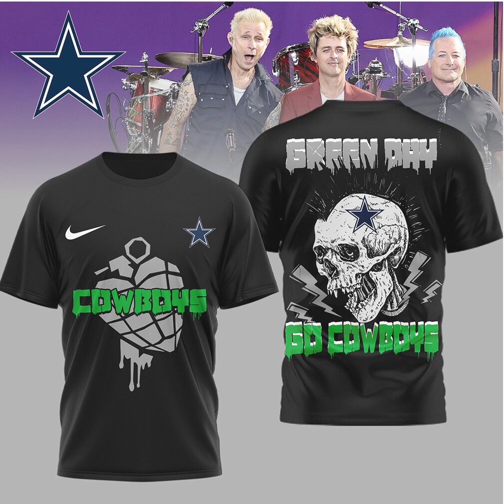 Green Day x Dallas Cowboys Go Cowboys Skull Punk T Shirt Green Day x Dallas Cowboys Go Cowboys Skull Punk T Shirt