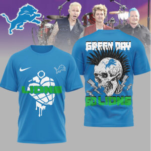 Green Day x Detroit Lions Go Lions Skull Punk T Shirt Green Day x Detroit Lions Go Lions Skull Punk T Shirt
