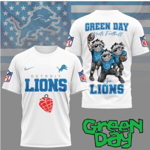 Green Day x Detroit Lions Green Day Meets Football T Shirt