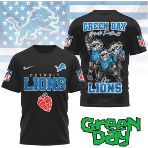 Green Day x Detroit Lions Green Day Meets Football T Shirt