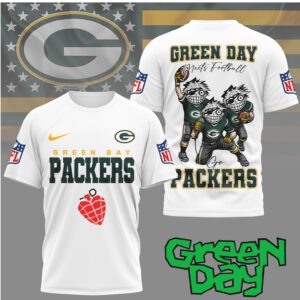 Green Day x Green Bay Packers Green Day Meets Football T Shirt