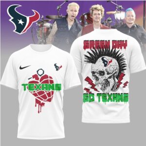 Green Day x Houston Texans Go Texans Skull Punk T Shirt