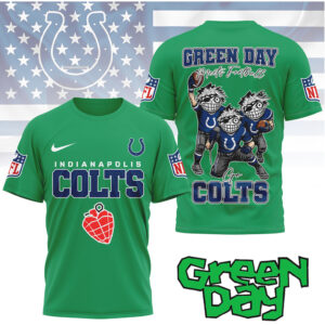 Green Day x Indianapolis Colts Green Day Meets Football T Shirt Green Day x Indianapolis Colts Green Day Meets Football T Shirt