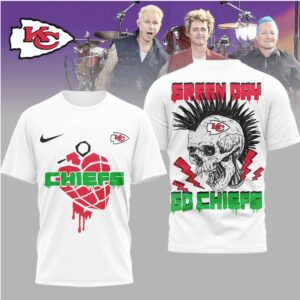 Green Day x Kansas City Chiefs Go Chiefs Skull Punk T Shirt