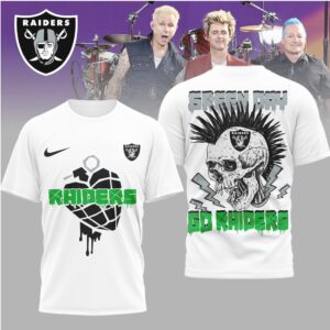 Green Day x Las Vegas Raiders Go Raiders Skull Punk T Shirt