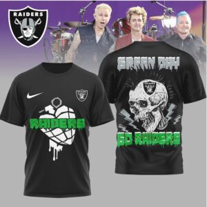 Green Day x Las Vegas Raiders Go Raiders Skull Punk T Shirt