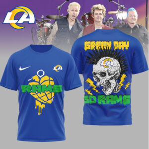 Green Day x Los Angeles Rams Skull Punk T Shirt Green Day x Los Angeles Rams Skull Punk T Shirt