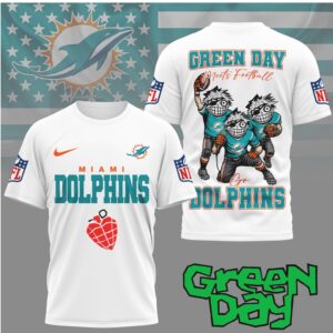 Green Day x Miami Dolphins Green Day Meets Football T Shirt
