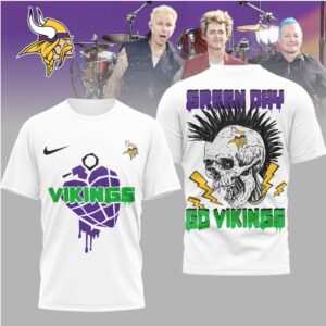 Green Day x Minnesota Vikings Go Vikings Skull Punk T Shirt