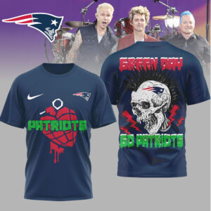 Green Day x New England Patriots Go Patriots Skull Punk T Shirt Green Day x New England Patriots Go Patriots Skull Punk T Shirt