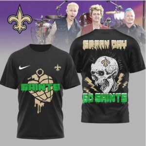 Green Day x New Orleans Saints Go Saints Skull Punk T Shirt