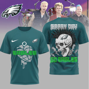 Green Day x Philadelphia Eagles Go Eagles Skull Punk T Shirt Green Day x Philadelphia Eagles Go Eagles Skull Punk T Shirt